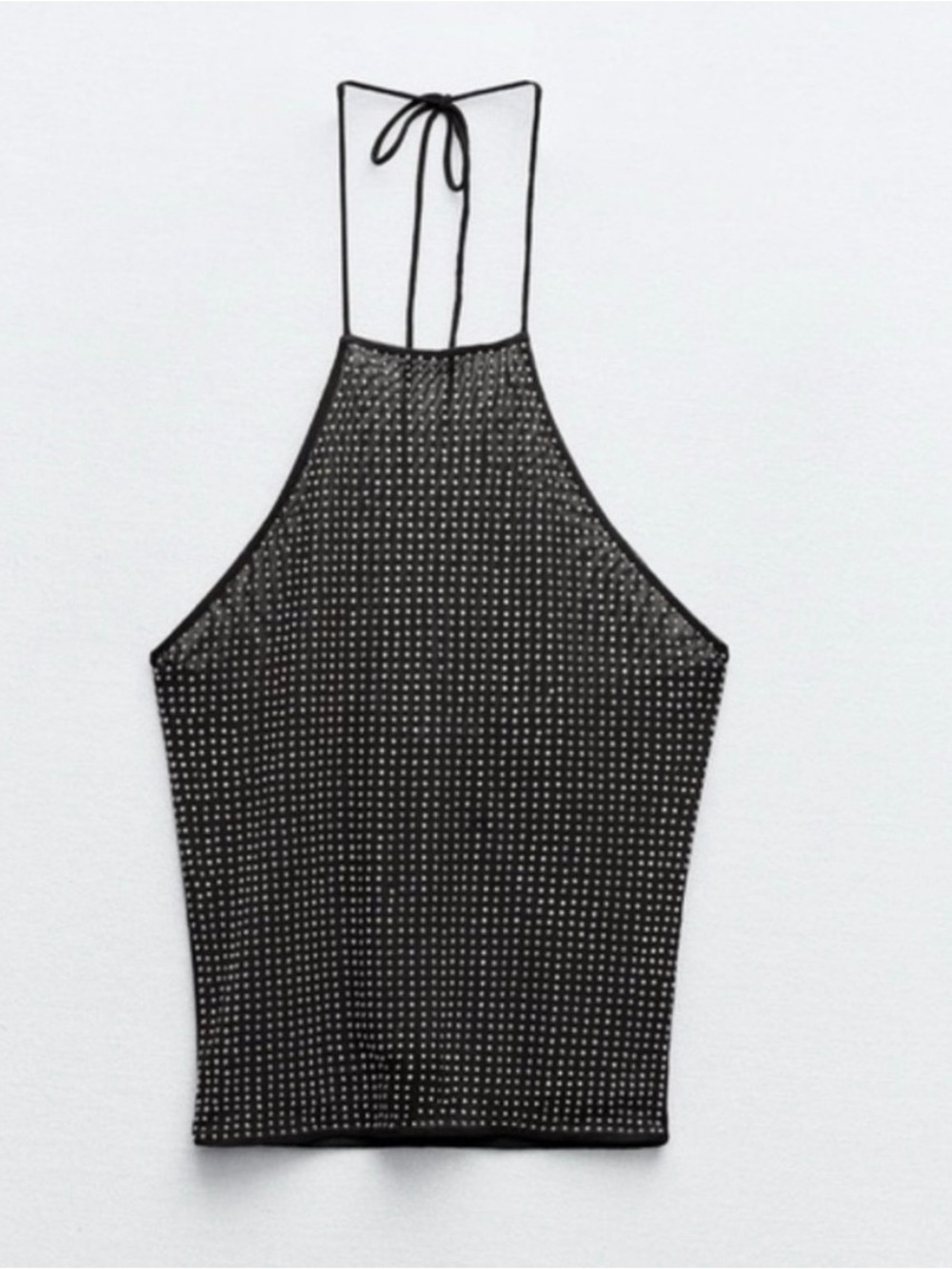 Zara Black Halter Tank Top with Silver Studs